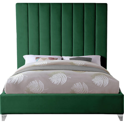 Via Green Velvet Queen Bed