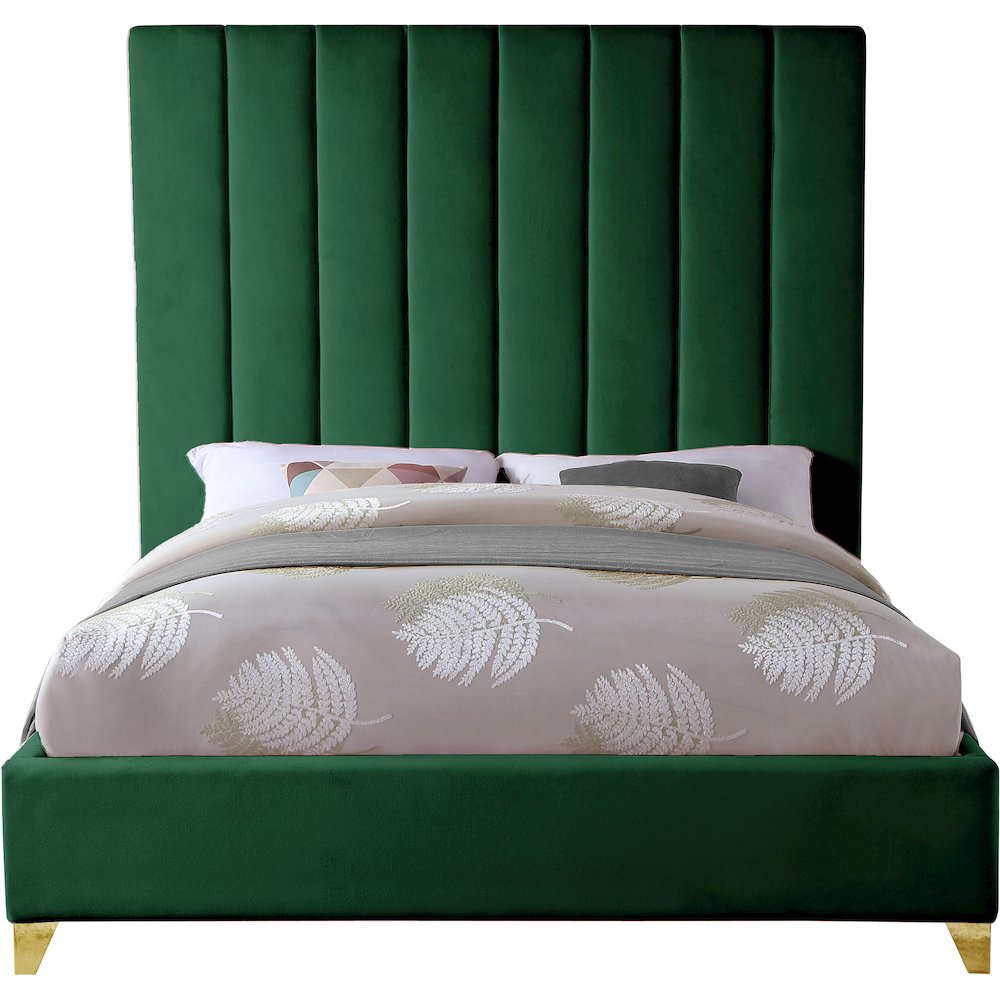 Via Green Velvet Queen Bed