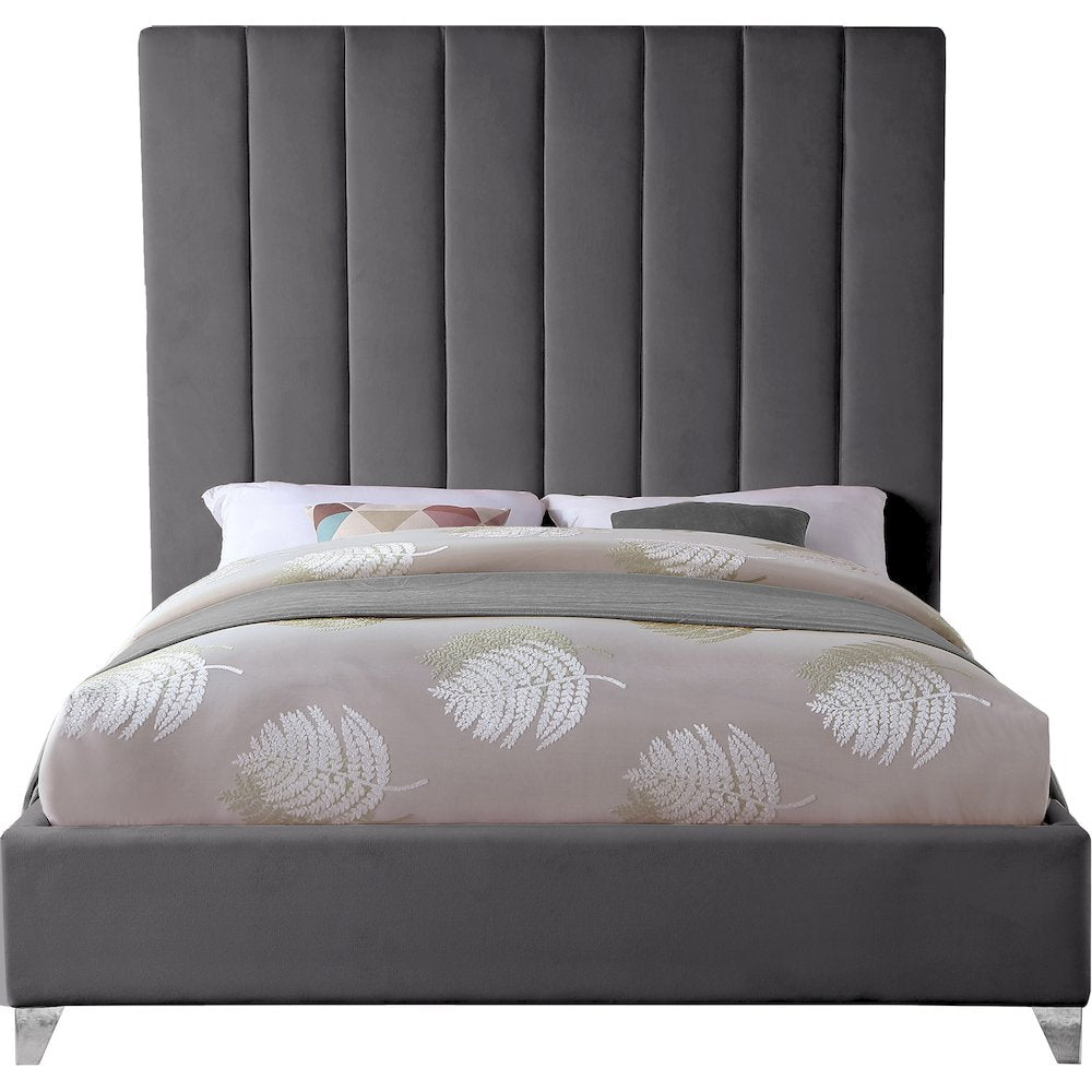 Via Grey Velvet Full Bed