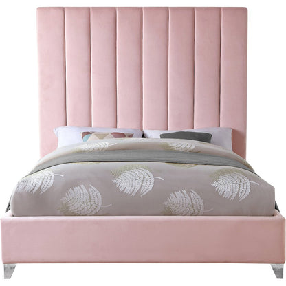 Via Pink Velvet Queen Bed
