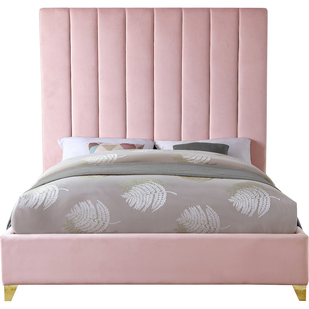 Via Pink Velvet Queen Bed