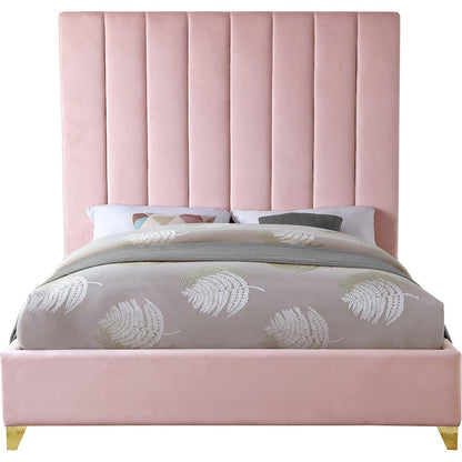 Via Pink Velvet Queen Bed