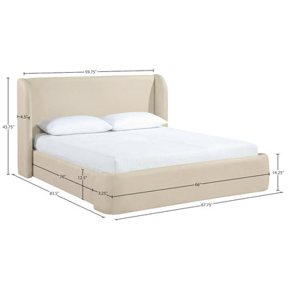 Warby Beige Vegan Leather Upholstered Full Bed
