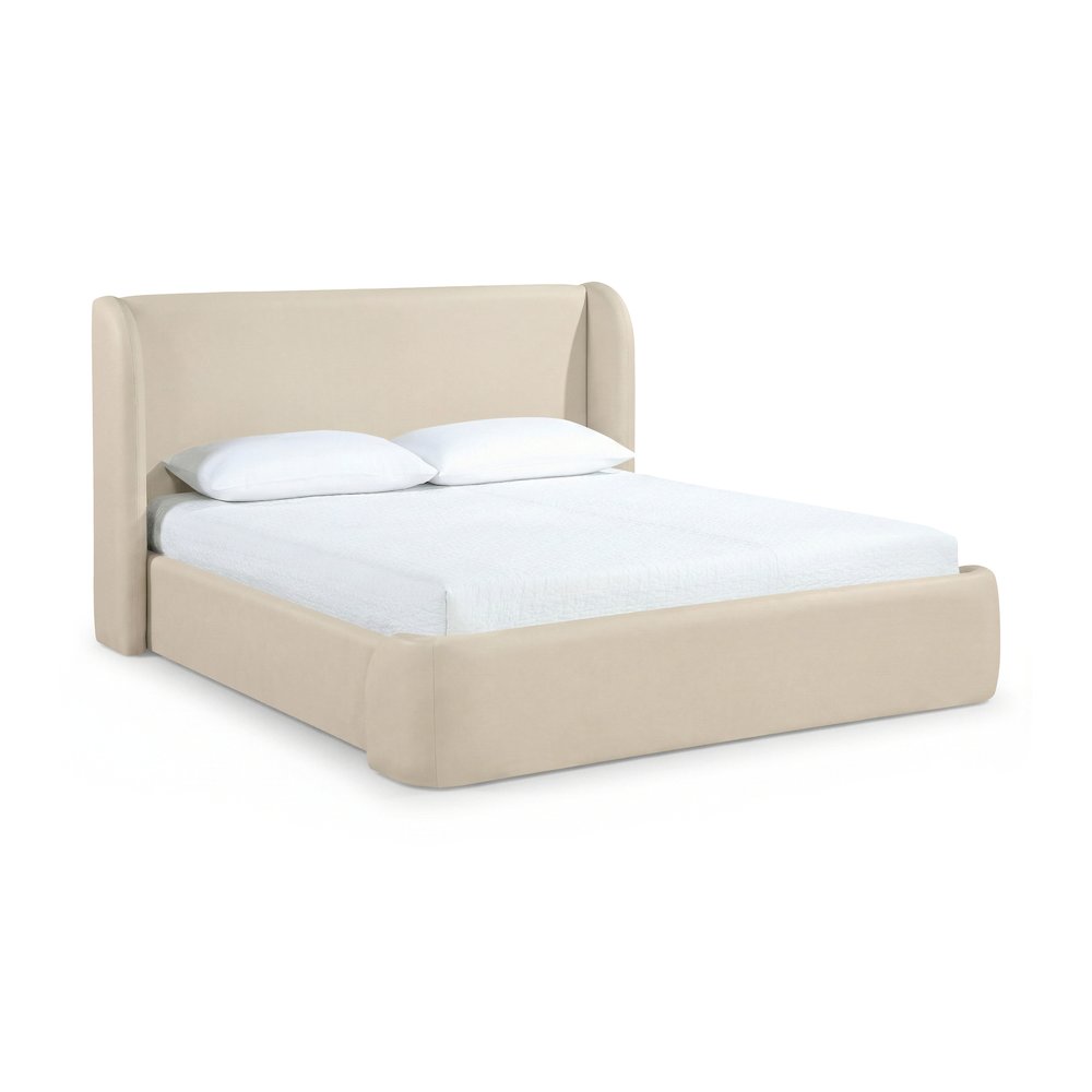 Warby Beige Vegan Leather Upholstered Full Bed
