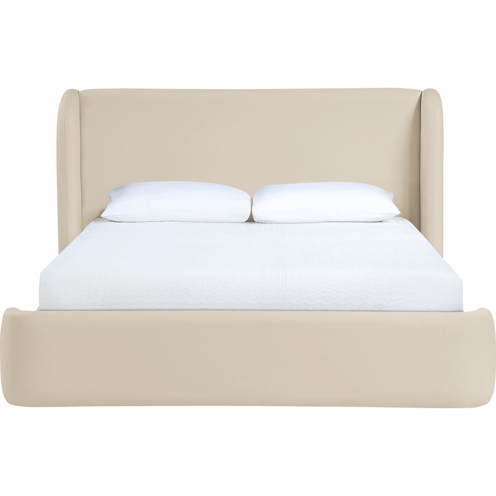 Warby Beige Vegan Leather Upholstered Full Bed