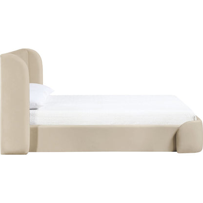 Warby Beige Vegan Leather Upholstered Full Bed