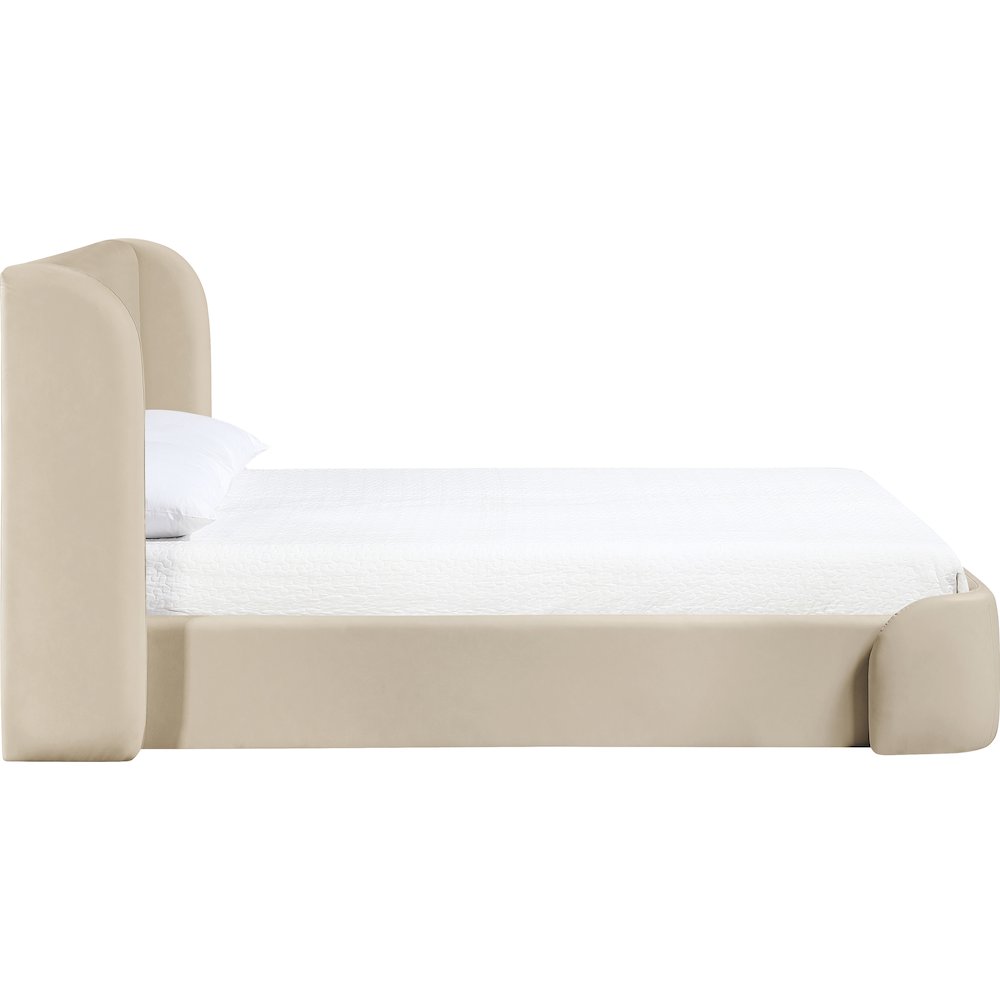 Warby Beige Vegan Leather Upholstered Queen Bed