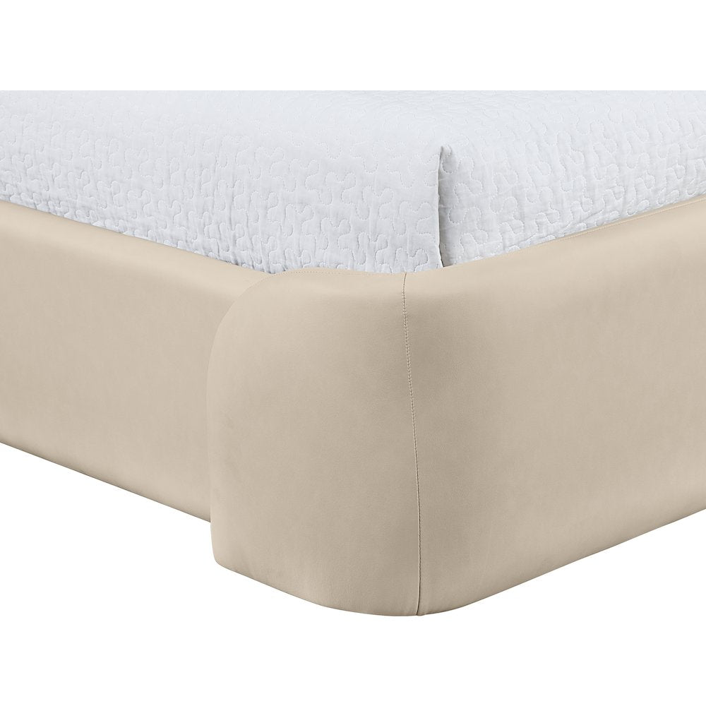 Warby Beige Vegan Leather Upholstered Twin Bed