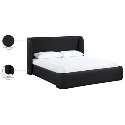 Warby Black Vegan Leather Upholstered Full Bed