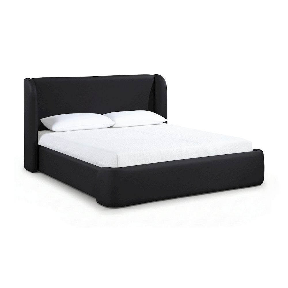 Warby Black Vegan Leather Upholstered Full Bed