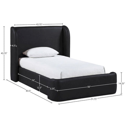 Warby Black Vegan Leather Upholstered Twin Bed