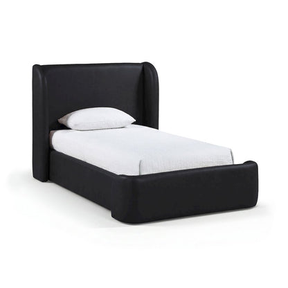 Warby Black Vegan Leather Upholstered Twin Bed