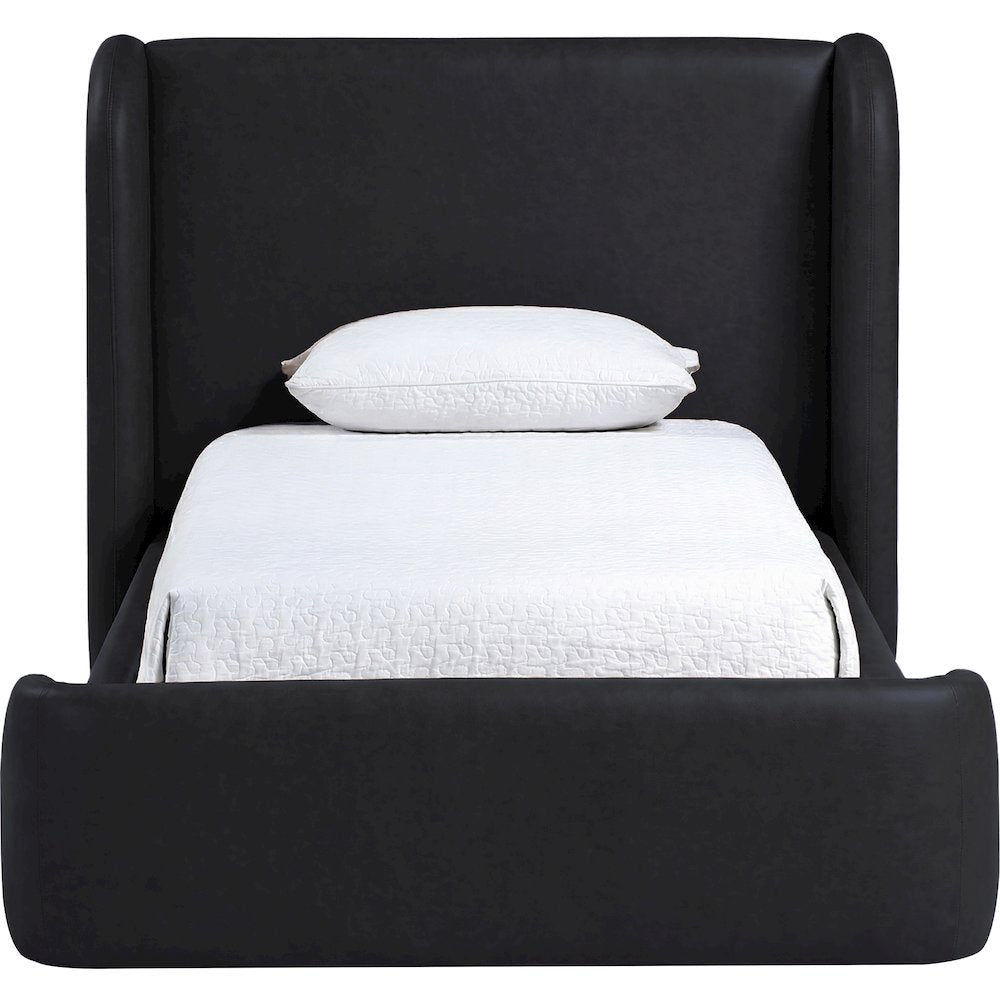 Warby Black Vegan Leather Upholstered Twin Bed