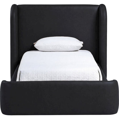 Warby Black Vegan Leather Upholstered Twin Bed