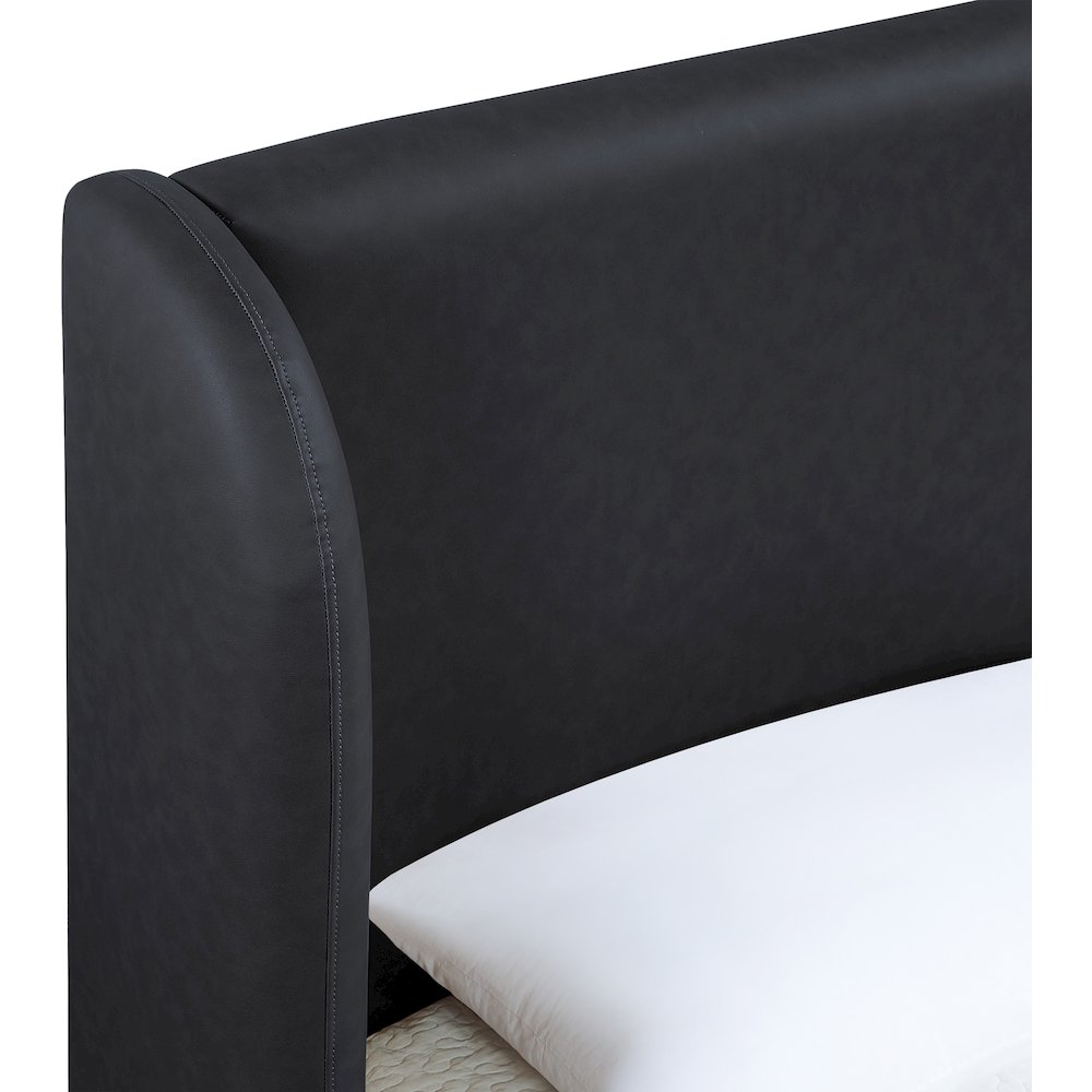 Warby Black Vegan Leather Upholstered Twin Bed
