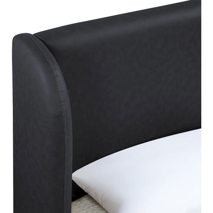 Warby Black Vegan Leather Upholstered Twin Bed