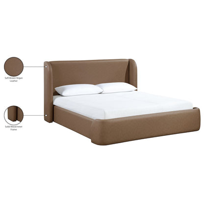 Warby Brown Vegan Leather Upholstered Full Bed