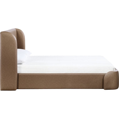 Warby Brown Vegan Leather Upholstered Full Bed