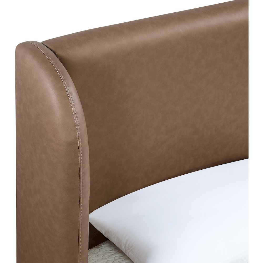 Warby Brown Vegan Leather Upholstered Full Bed