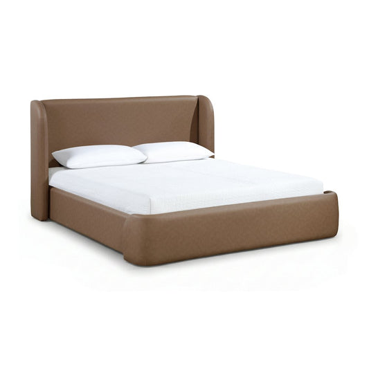 Warby Brown Vegan Leather Upholstered King Bed