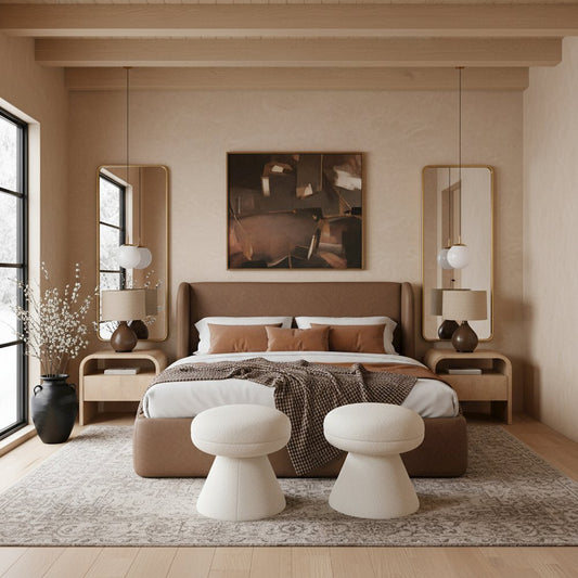 Warby Brown Vegan Leather Upholstered King Bed