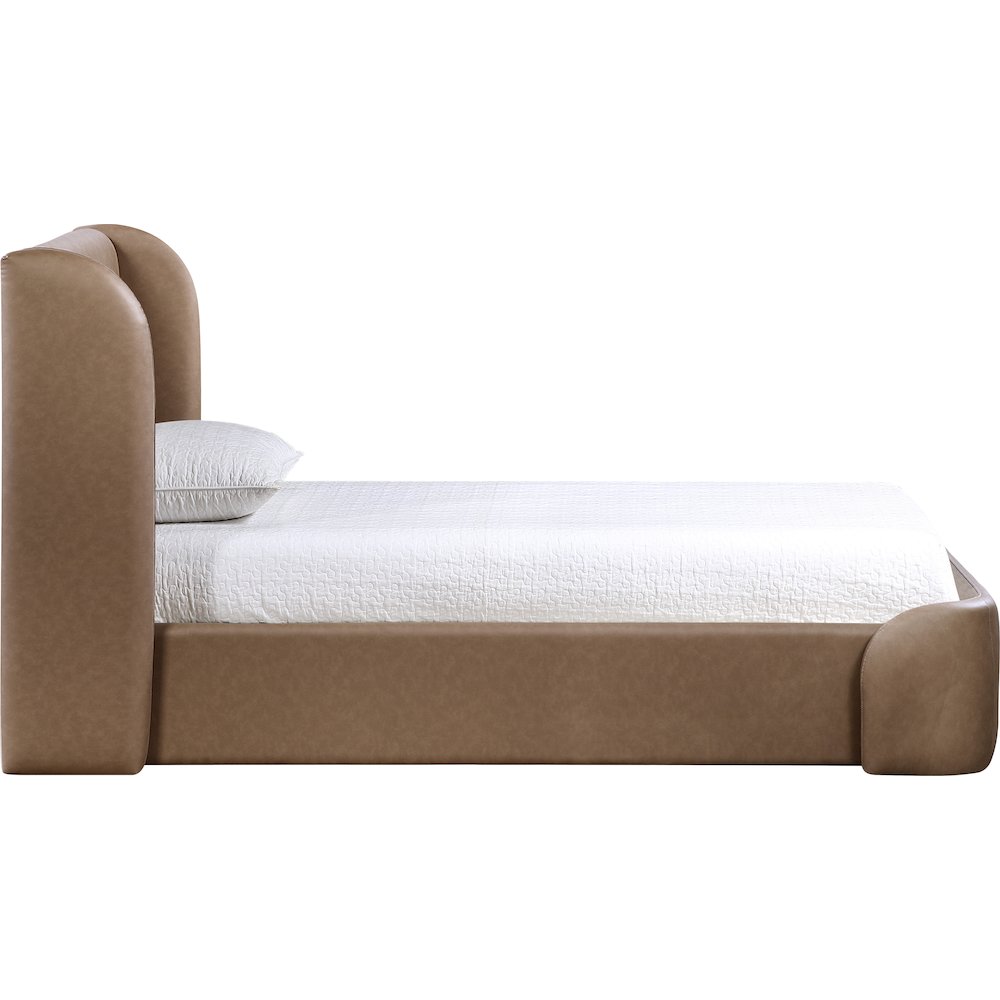 Warby Brown Vegan Leather Upholstered Twin Bed