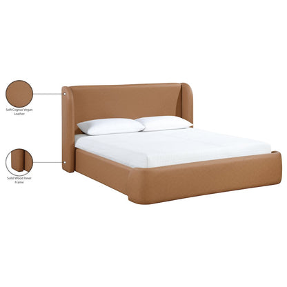 Warby Cognac Vegan Leather Upholstered Full Bed