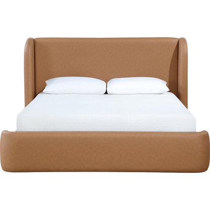 Warby Cognac Vegan Leather Upholstered Full Bed