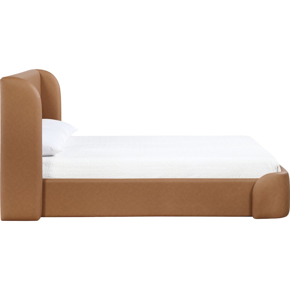 Warby Cognac Vegan Leather Upholstered King Bed