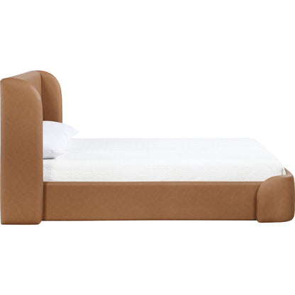 Warby Cognac Vegan Leather Upholstered King Bed