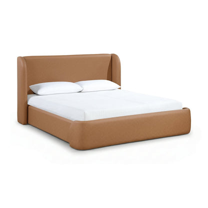 Warby Cognac Vegan Leather Upholstered Queen Bed