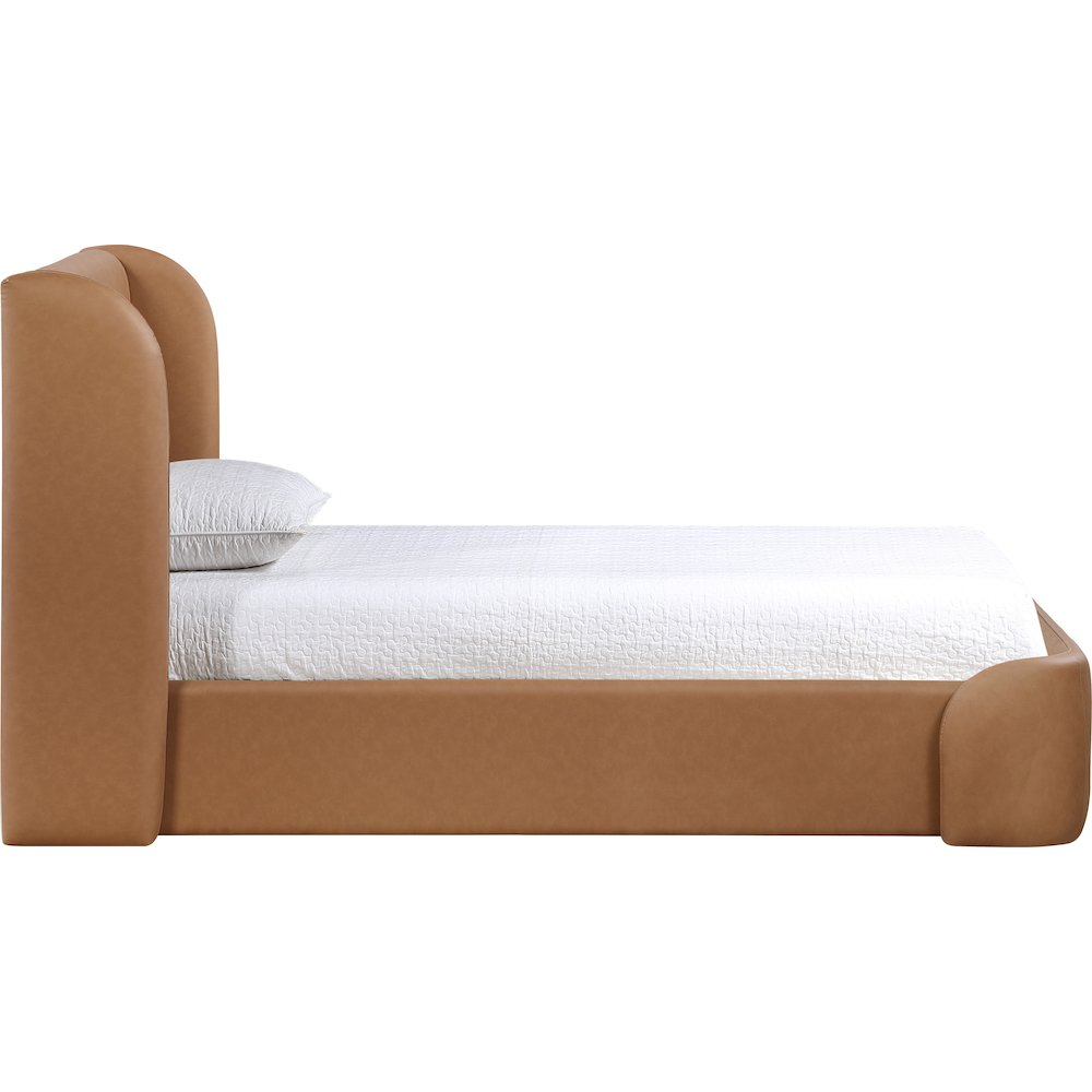 Warby Cognac Vegan Leather Upholstered Twin Bed