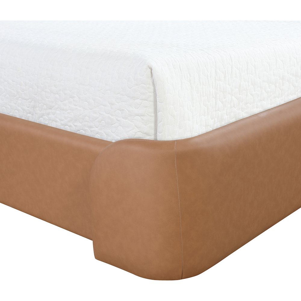 Warby Cognac Vegan Leather Upholstered Twin Bed