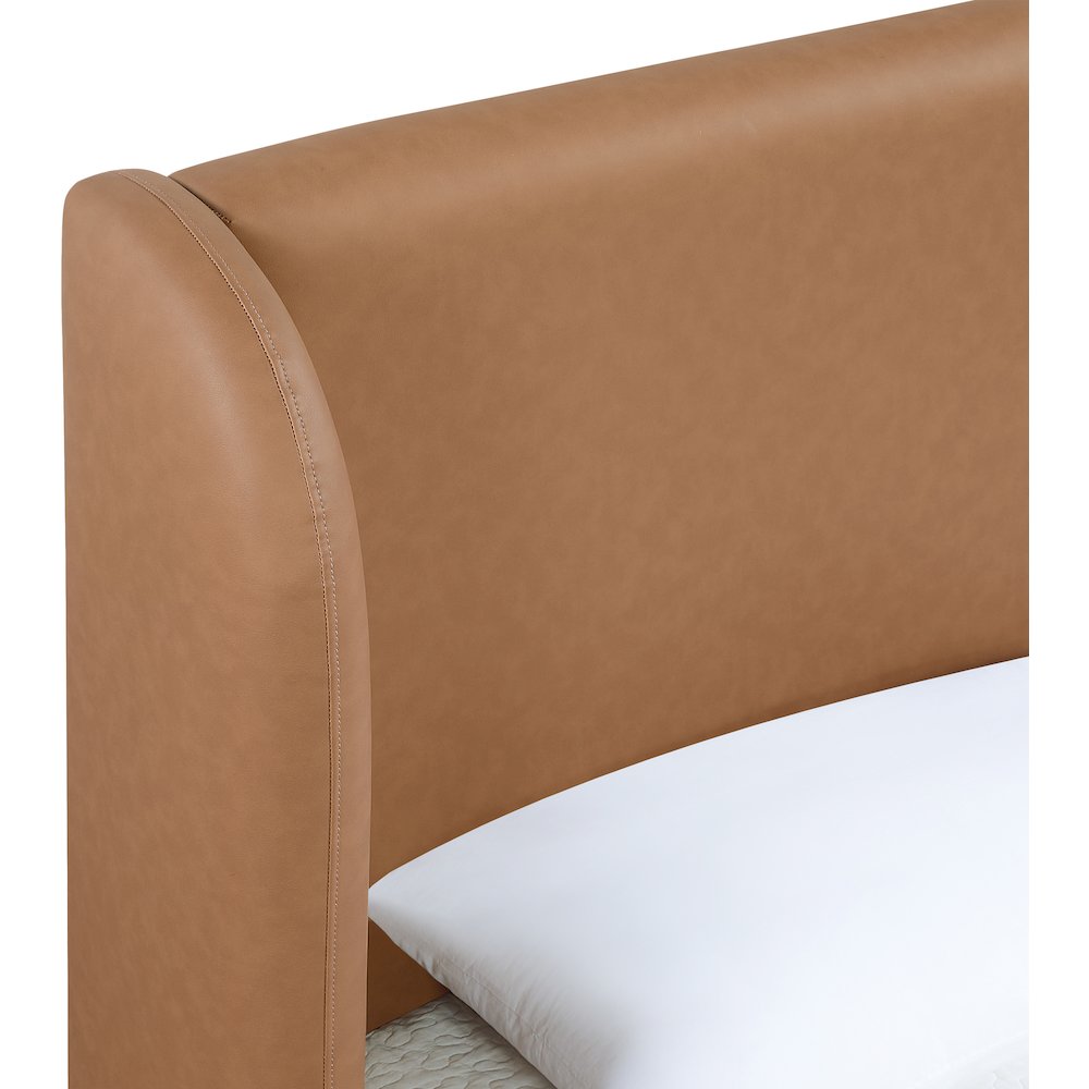 Warby Cognac Vegan Leather Upholstered Twin Bed