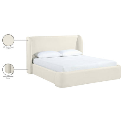 Warby Cream Vegan Leather Upholstered Full Bed