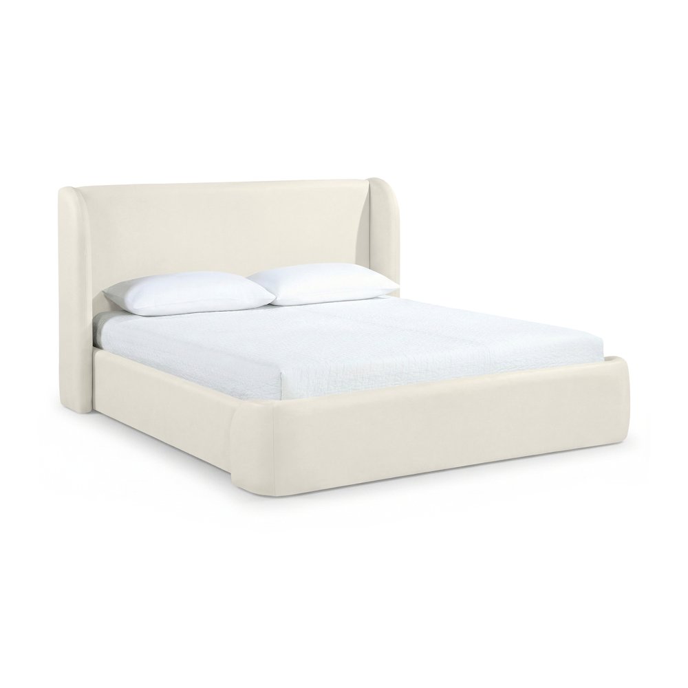 Warby Cream Vegan Leather Upholstered King Bed