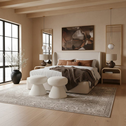 Warby Cream Vegan Leather Upholstered King Bed
