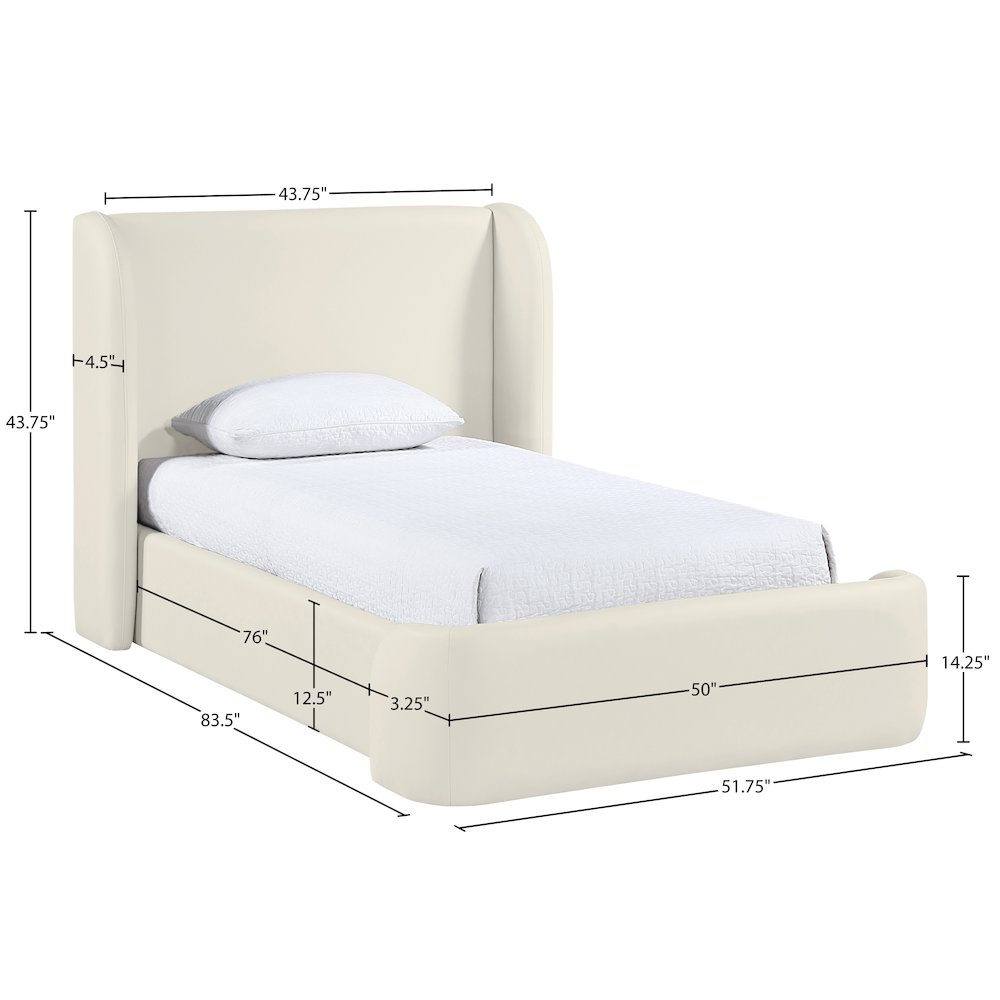 Warby Cream Vegan Leather Upholstered Twin Bed