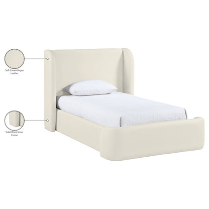 Warby Cream Vegan Leather Upholstered Twin Bed