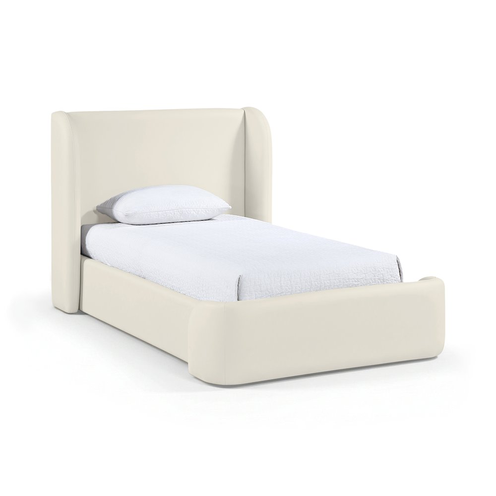 Warby Cream Vegan Leather Upholstered Twin Bed