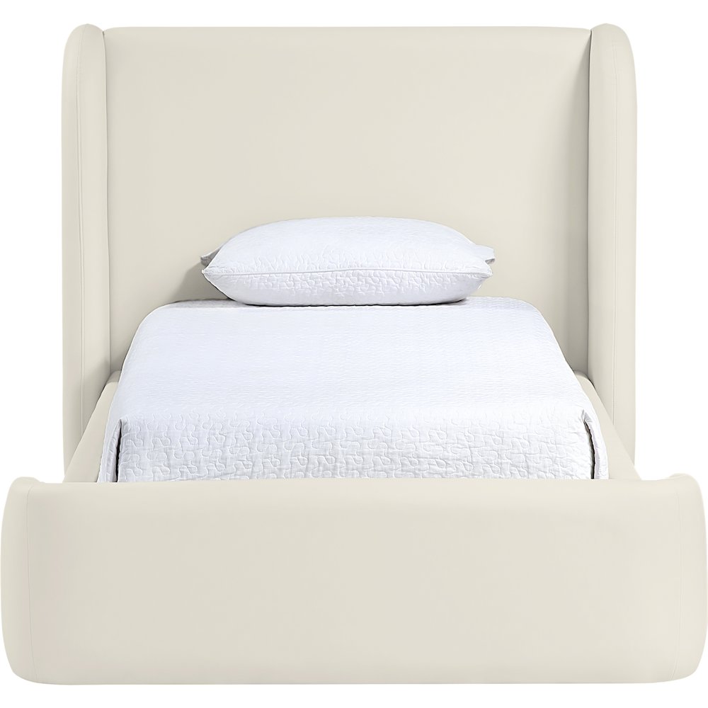 Warby Cream Vegan Leather Upholstered Twin Bed