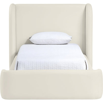 Warby Cream Vegan Leather Upholstered Twin Bed