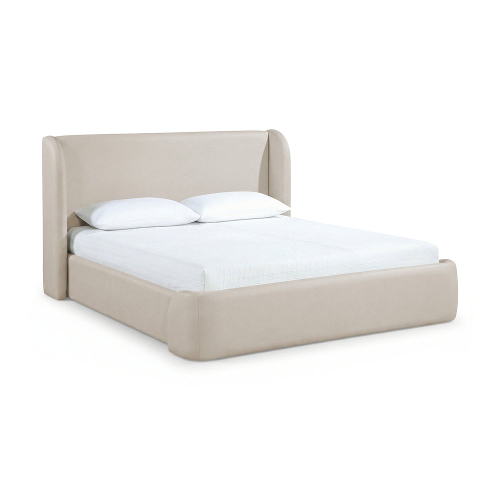 Warby Taupe Vegan Leather Upholstered Full Bed