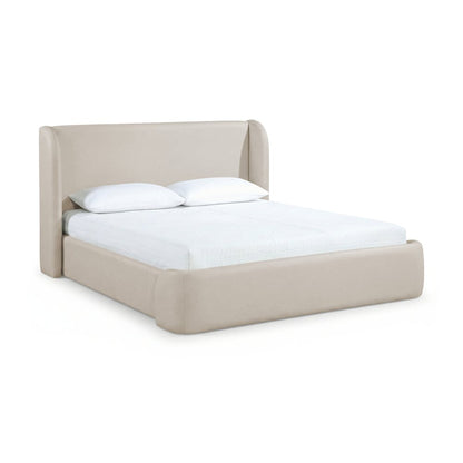 Warby Taupe Vegan Leather Upholstered Full Bed