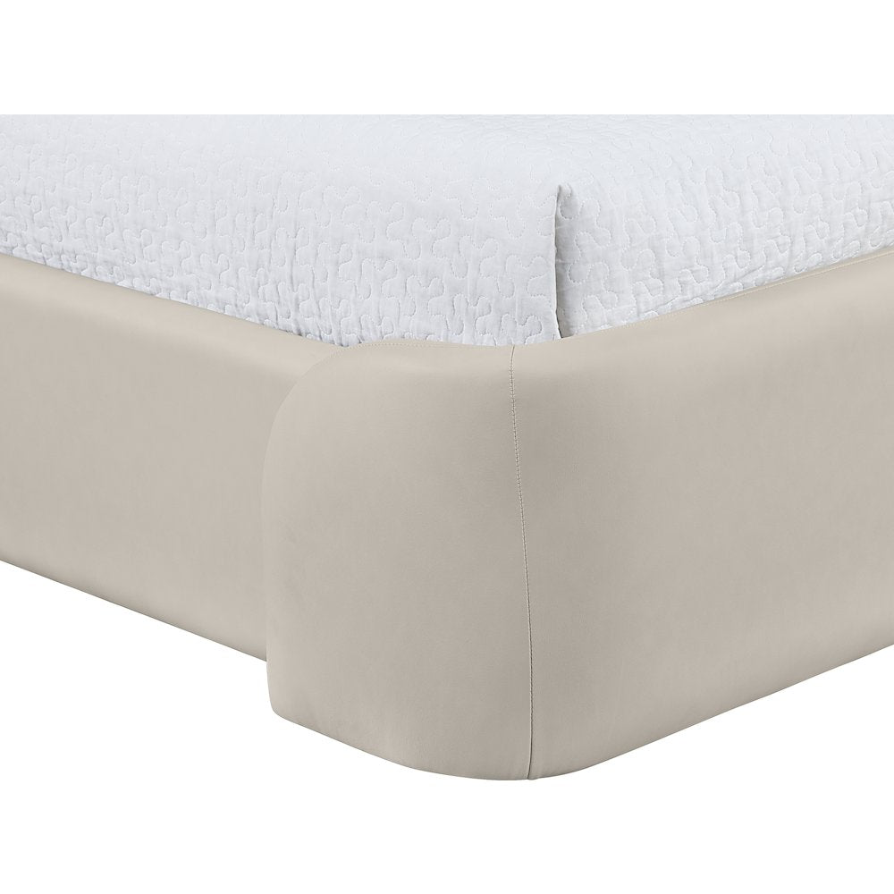 Warby Taupe Vegan Leather Upholstered Full Bed