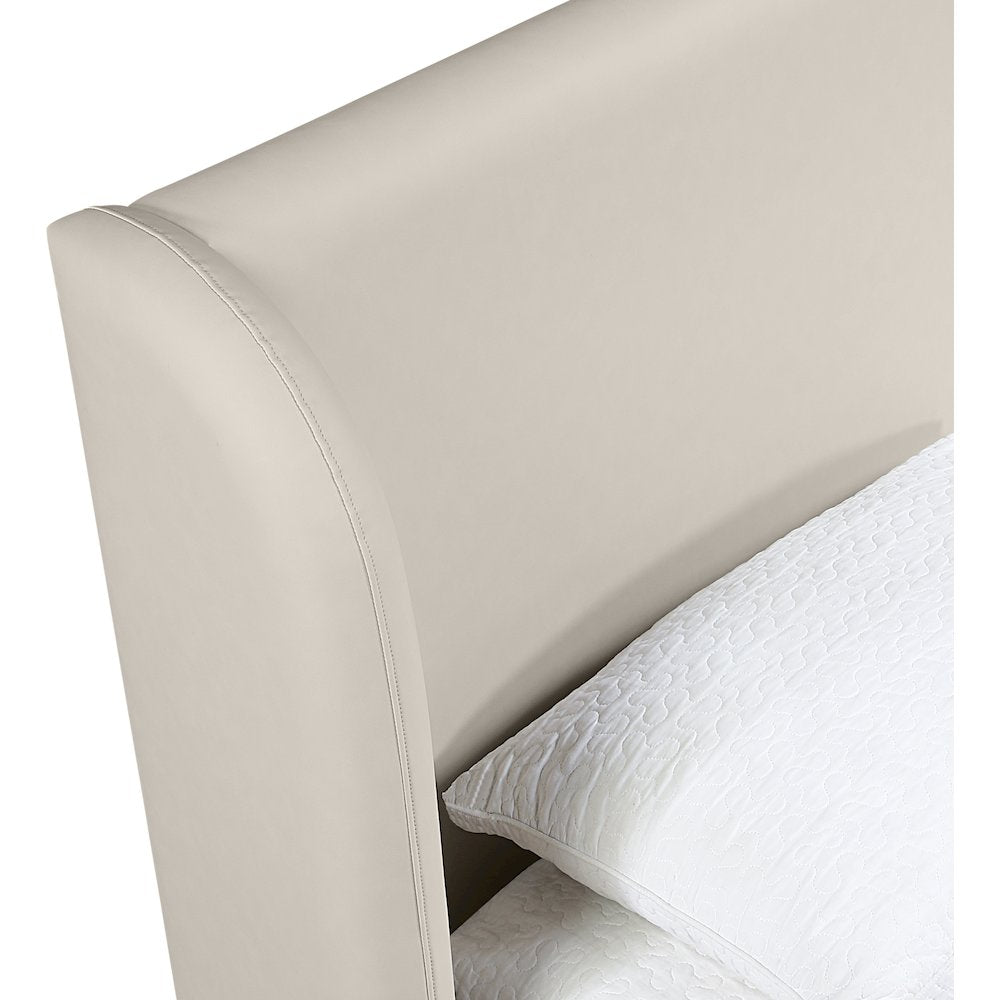 Warby Taupe Vegan Leather Upholstered Full Bed