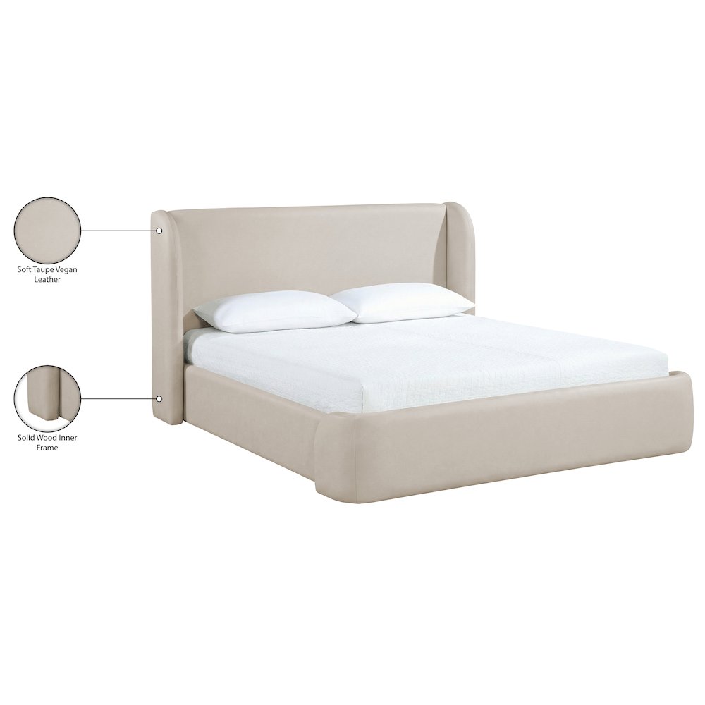 Warby Taupe Vegan Leather Upholstered King Bed