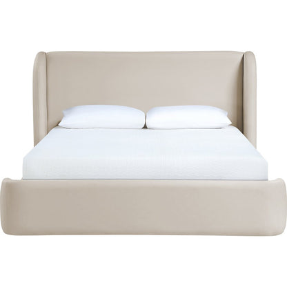 Warby Taupe Vegan Leather Upholstered Queen Bed