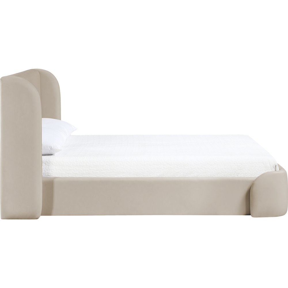Warby Taupe Vegan Leather Upholstered Queen Bed