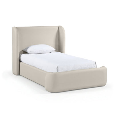 Warby Taupe Vegan Leather Upholstered Twin Bed